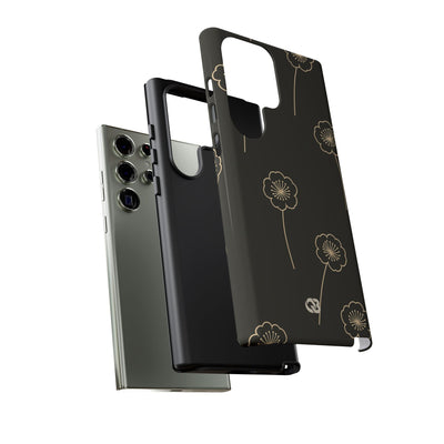 Black Tough Phone Case for Samsung - Obsidian Sand Petals