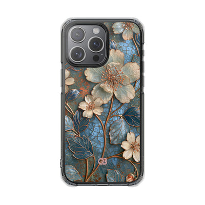 Gilded Blossom Reverie · Clear Impact Magnetic Phone Case for iPhone · Teal