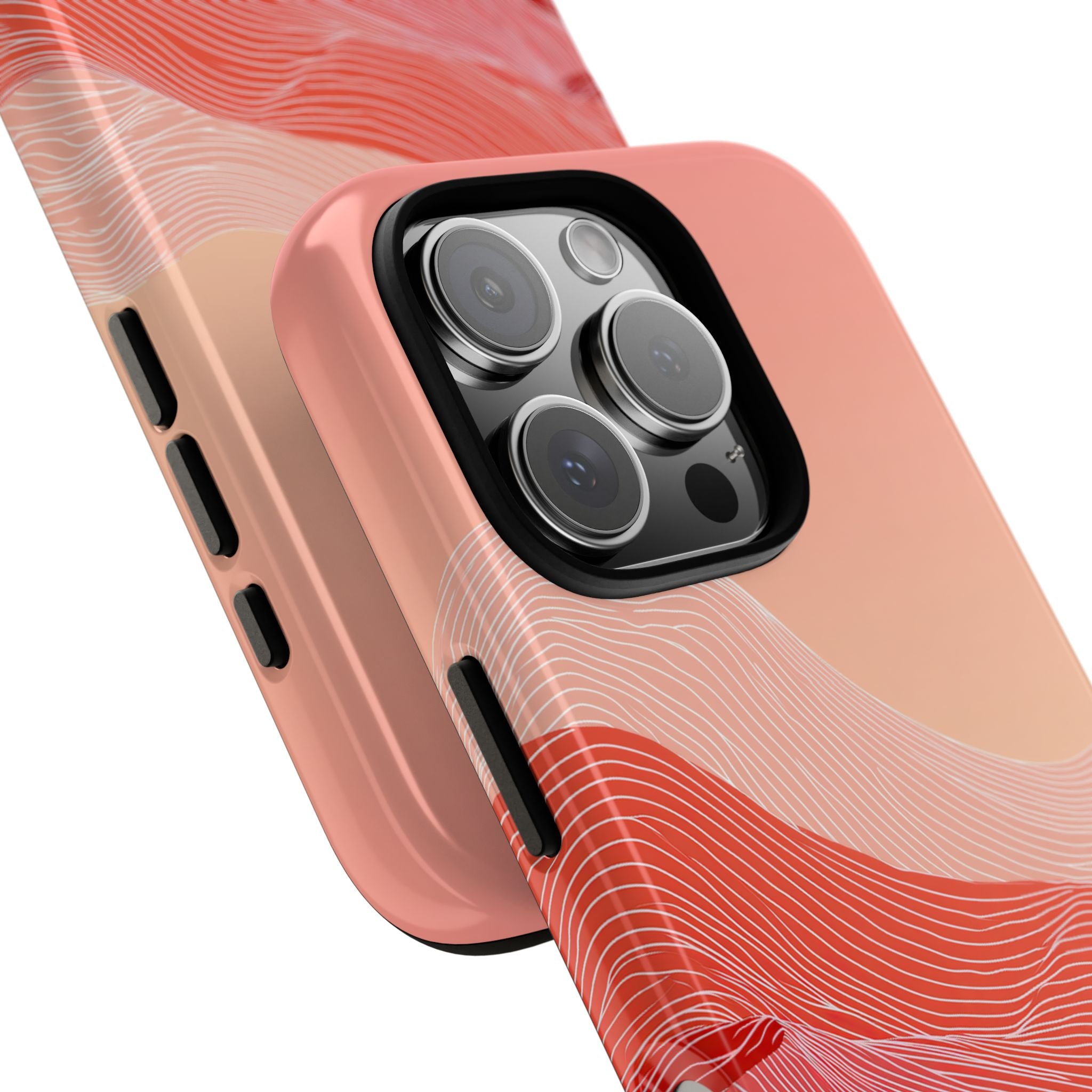 Red Tough Phone Case for iPhone - Crimson Ridge Contour