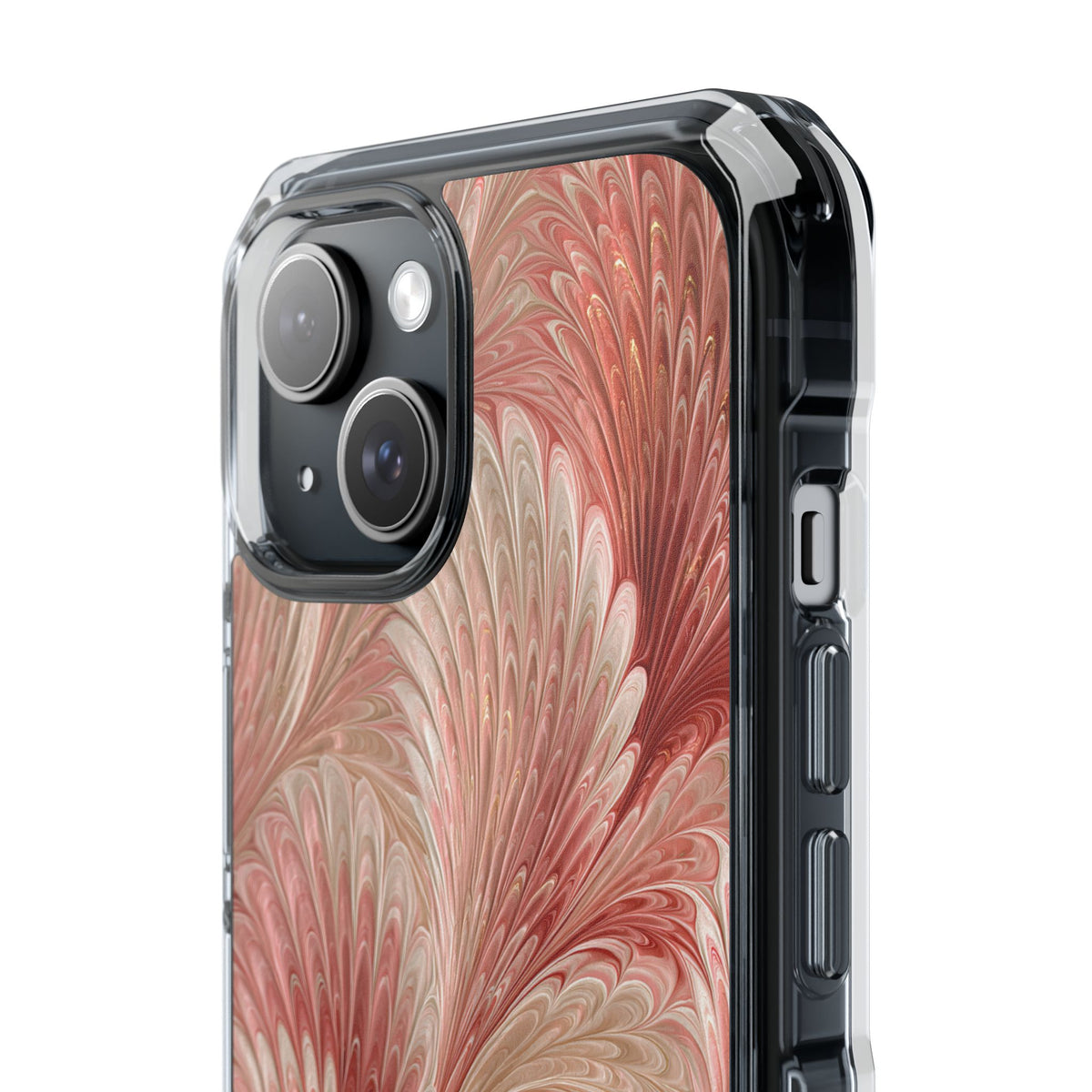 Blush Petal Plume · Clear Impact Magnetic Phone Case for iPhone · Pink