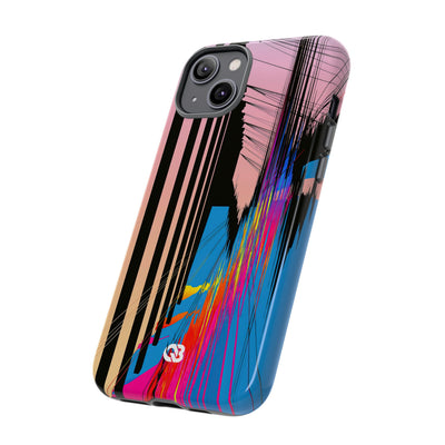 Blue Tough Phone Case for iPhone - Fractured Data Skyline