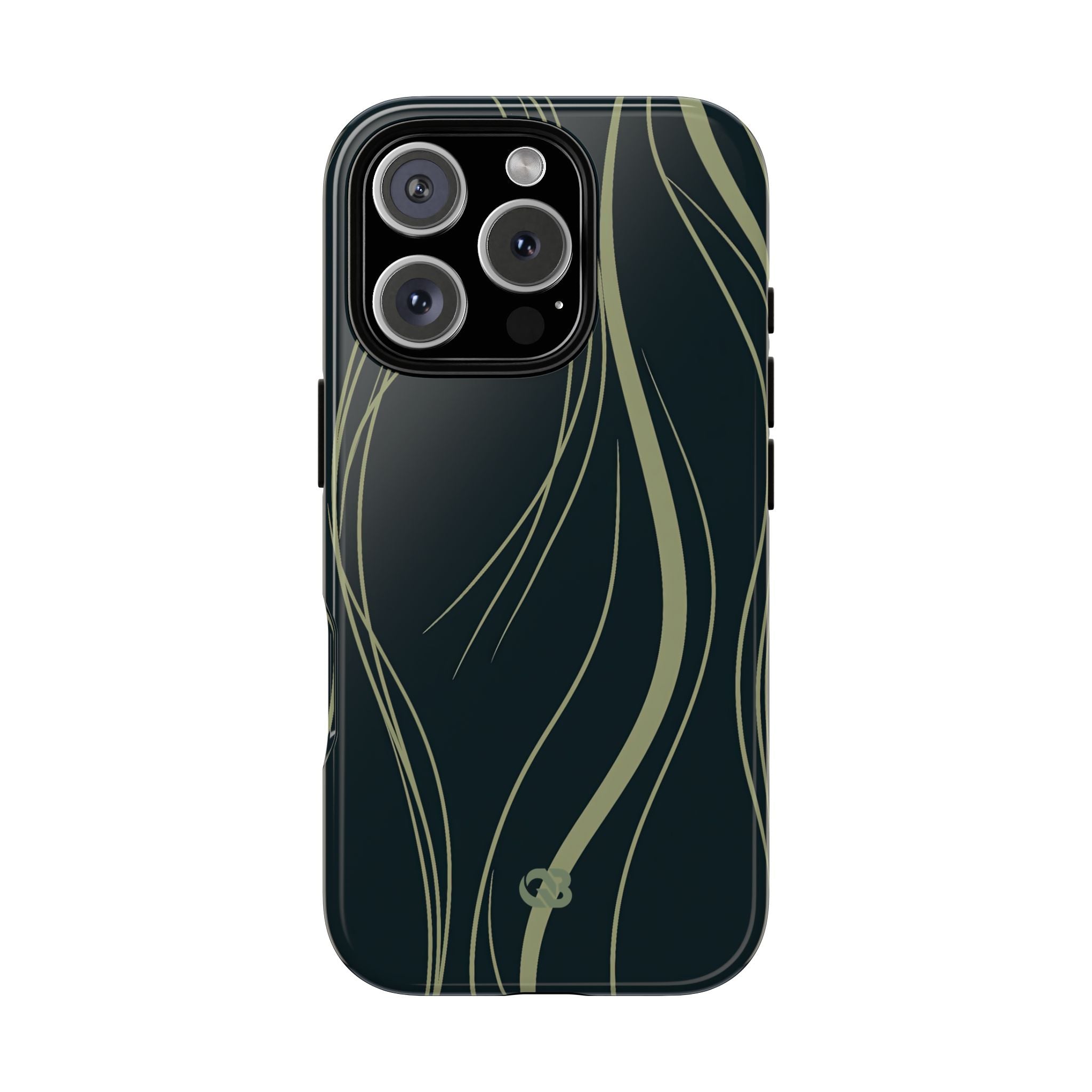 Green Tough Phone Case for iPhone - Obsidian Sage Flow
