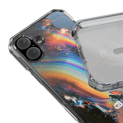 Prismatic Aura Flow · Clear Impact Magnetic Phone Case for iPhone · Blue
