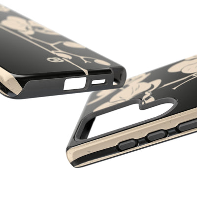 Black Tough Phone Case for Samsung - Obsidian Bone Orchid