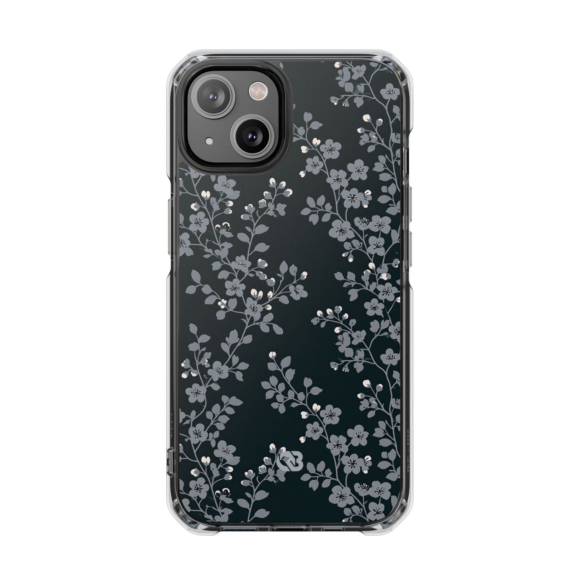 Black Impact MagSafe Phone Case for iPhone - Midnight Slate Blossom