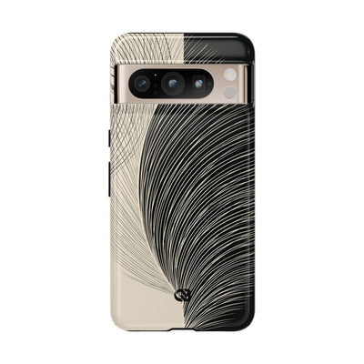 Beige Tough Phone Case for Google Pixel - Obsidian Cream Plume