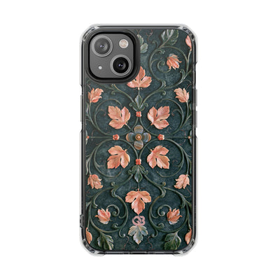Florentine Rose Arabesque · Clear Impact Magnetic Phone Case for iPhone · Green