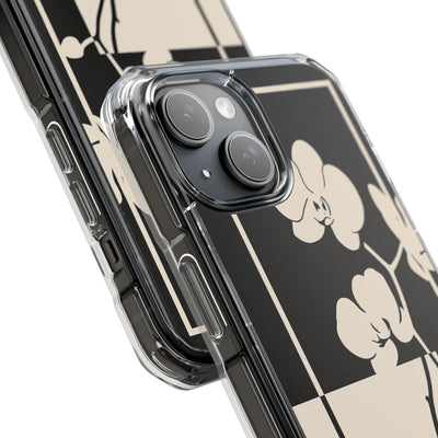 Beige Impact MagSafe Phone Case for iPhone - Nocturnal Orchid Frame