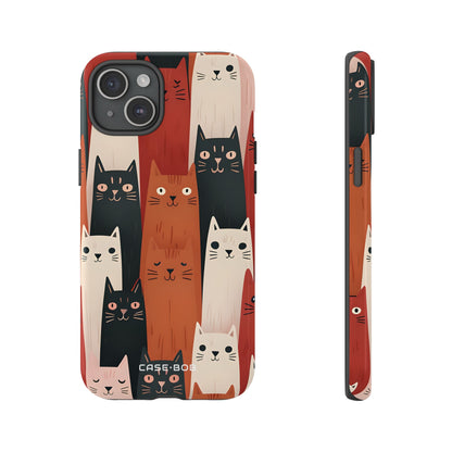 Elongated Cats Zwart iPhone 15 Plus Case - Tough