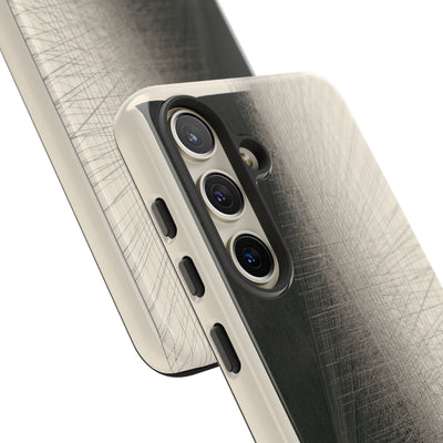 Beige Tough Phone Case for Samsung - Brutalist Graphite Grid