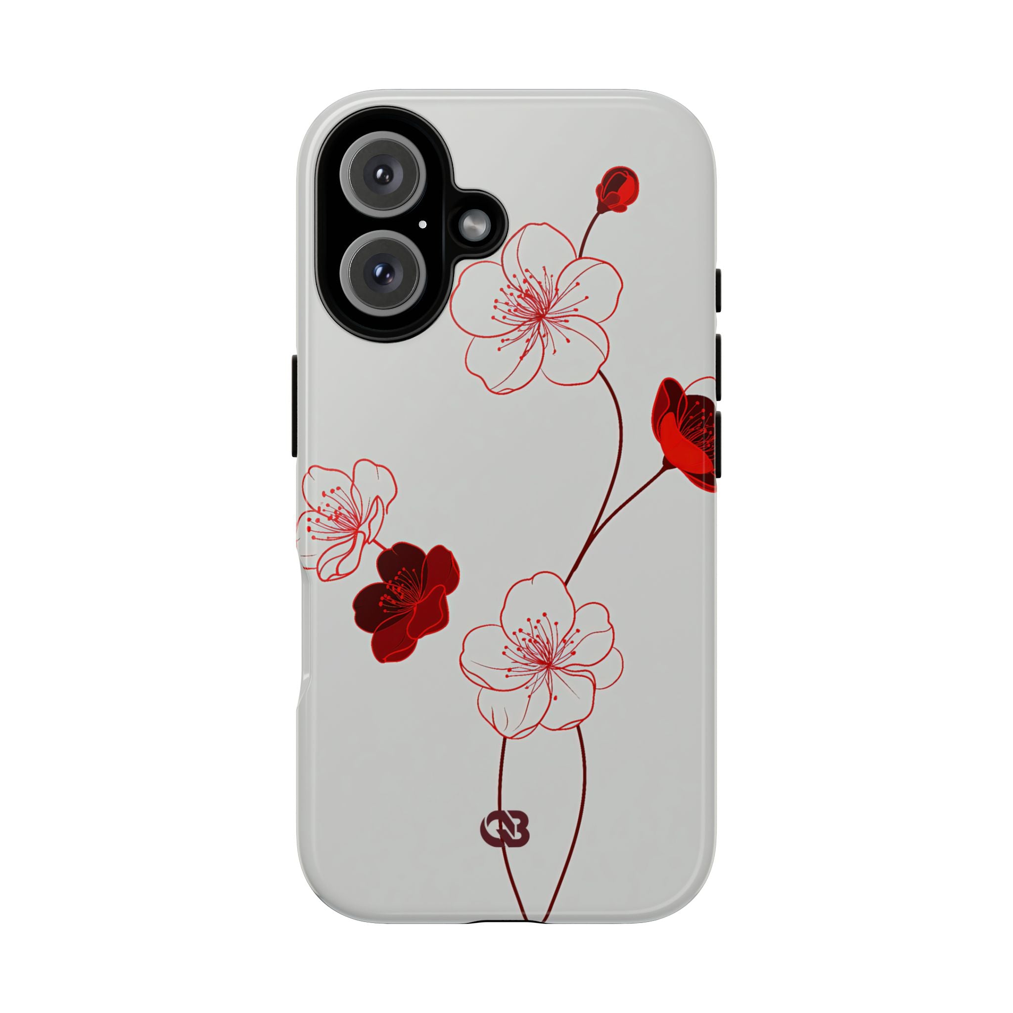 Red Tough Phone Case for iPhone - Kyoto Ember Bloom