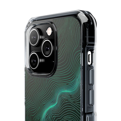 Teal Impact MagSafe Phone Case for iPhone - Neon Jade Contour