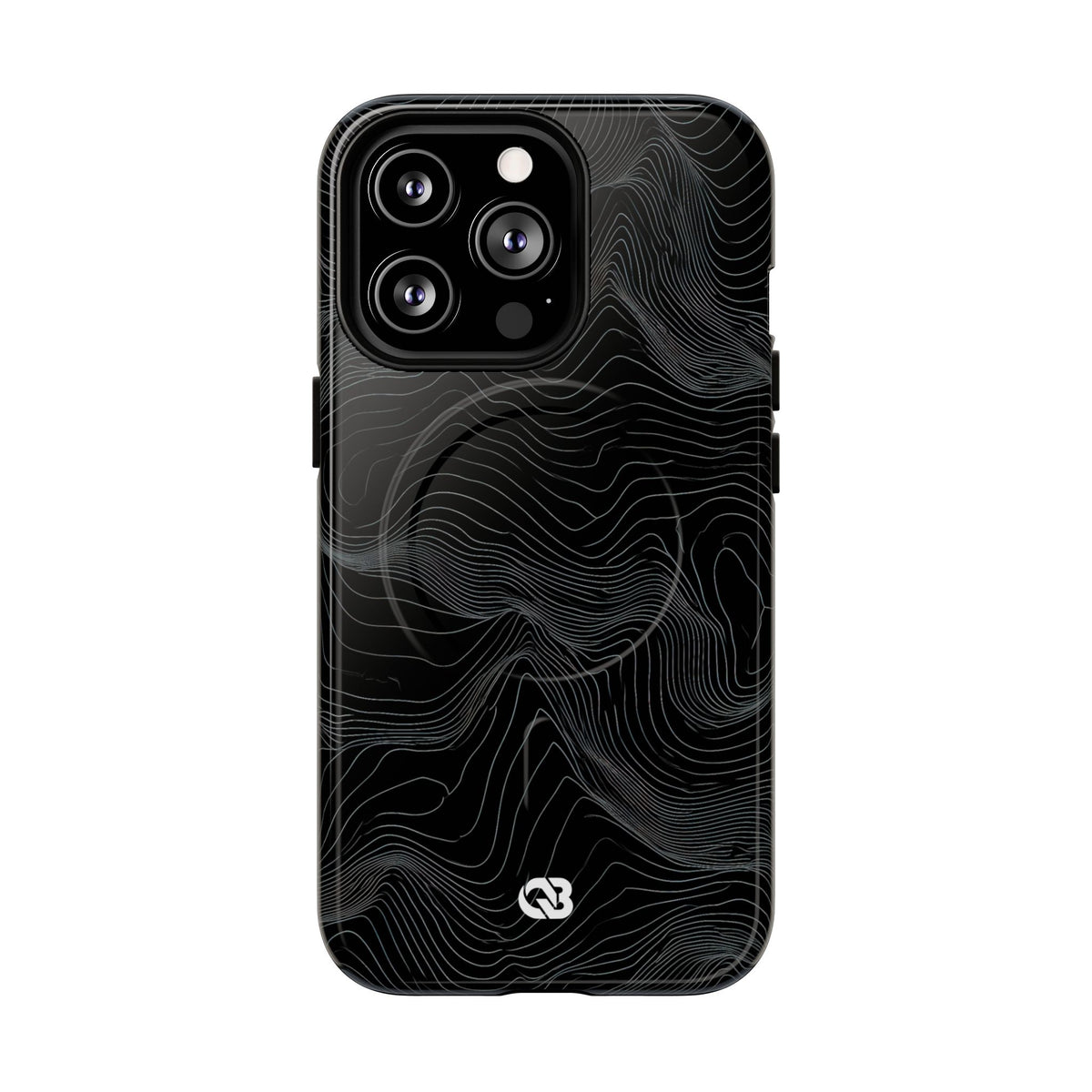 Black Tough 2.0 Magnetic Phone Case for iPhone - Obsidian Topo Wireframe