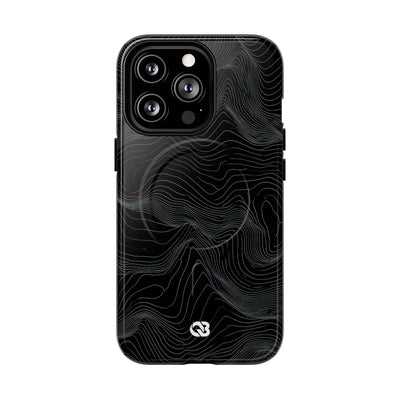 Black Tough 2.0 Magnetic Phone Case for iPhone - Obsidian Topo Wireframe