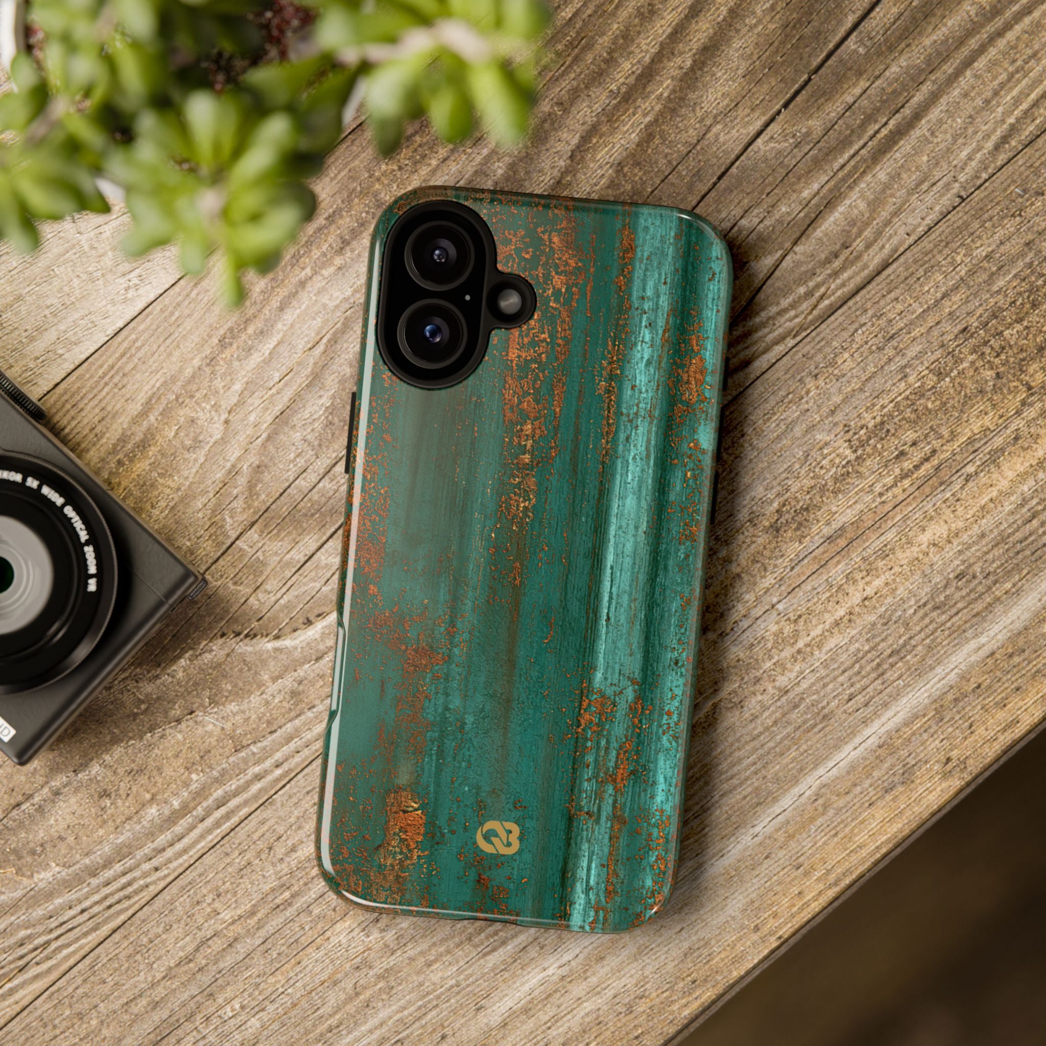 Teal Tough Phone Case for iPhone - Verdigris Copper Siding