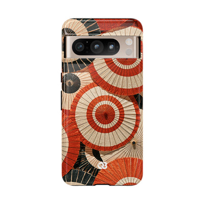 Vermilion Wagasa Motif · Tough Phone Case for Pixel ·  Red