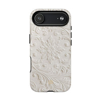 White Tough 2.0 Magsafe Phone Case for iPhone - Alabaster Floral Relief