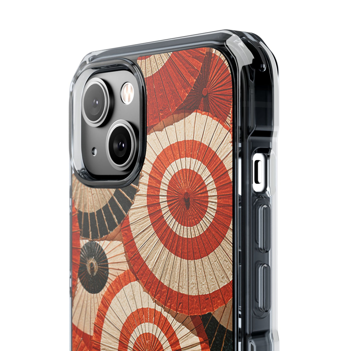 Vermilion Wagasa Motif · Clear Impact Magnetic Phone Case for iPhone · Red