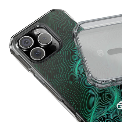 Teal Impact MagSafe Phone Case for iPhone - Neon Jade Contour