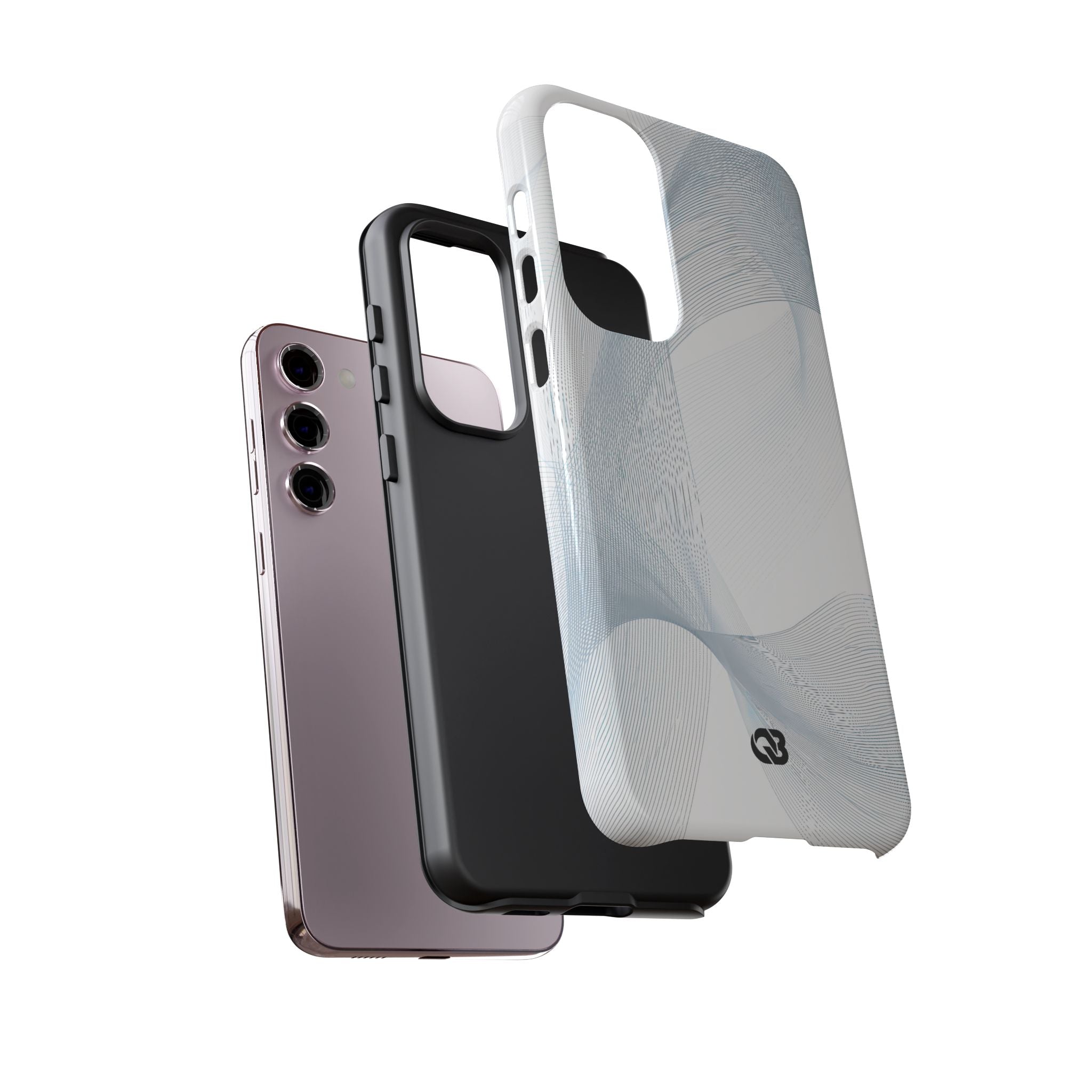 White Tough Phone Case for Samsung - Arctic Line Current
