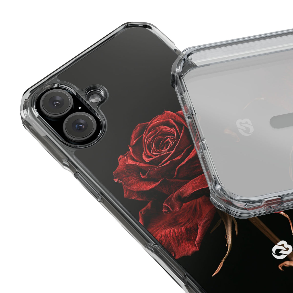 Crimson Noir Rose · Clear Impact Magnetic Phone Case for iPhone ·  Black