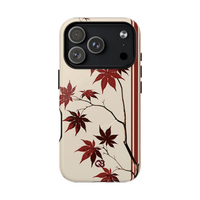Red Tough 2.0 Magsafe Phone Case for iPhone - Crimson Momiji Stripe