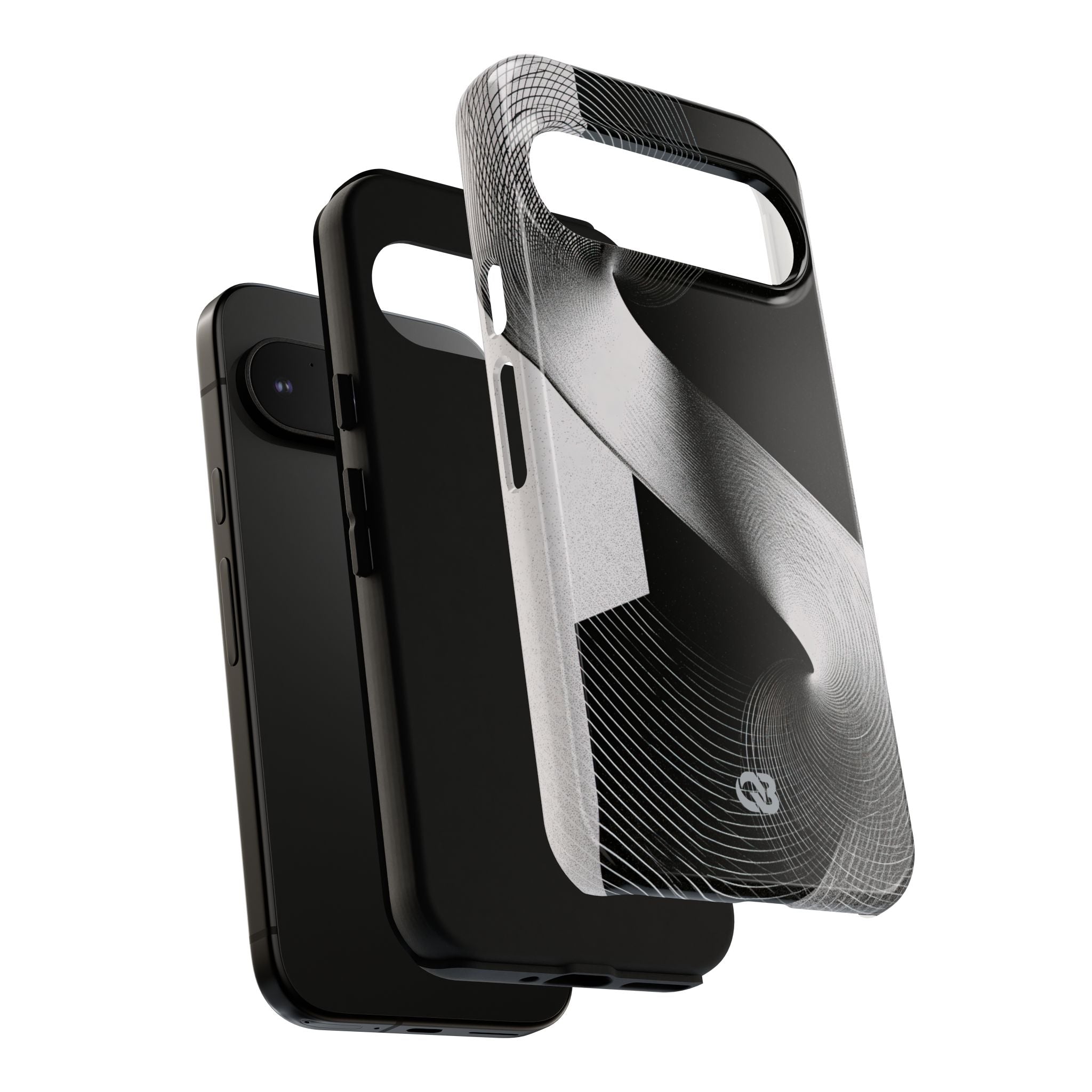 Grey Tough Phone Case for Google Pixel - Obsidian Moiré Wave