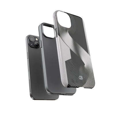 Grey Tough Phone Case for iPhone - Obsidian Moiré Wave