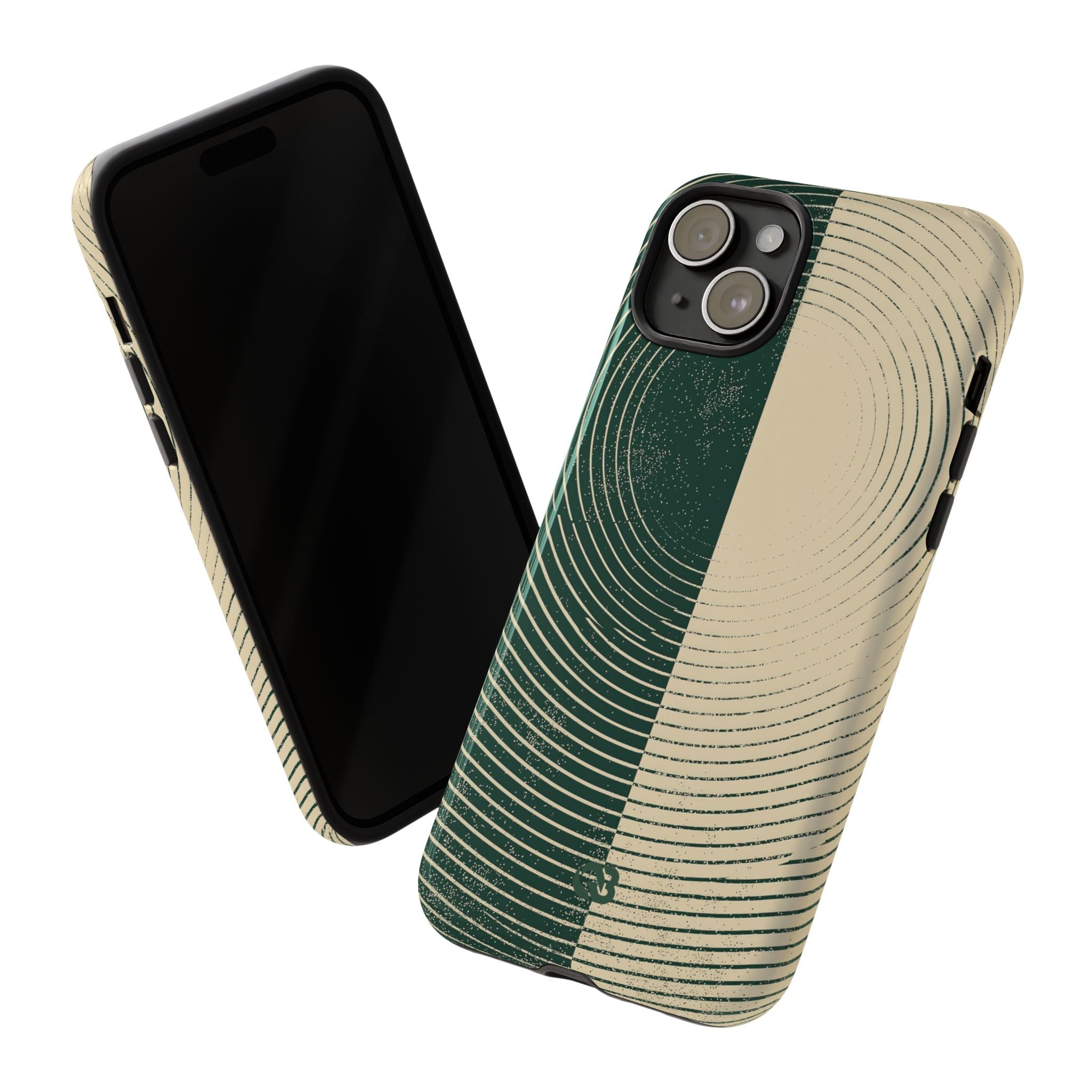 Green Tough Phone Case for iPhone - Evergreen Split Grain
