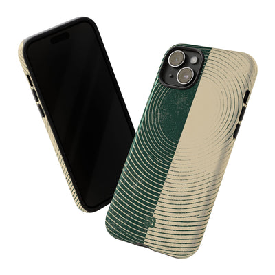 Green Tough Phone Case for iPhone - Evergreen Split Grain
