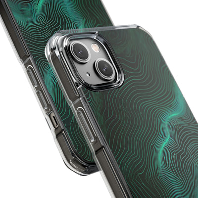 Emerald Topo Ridge · Clear Impact Magnetic Phone Case for iPhone · Green