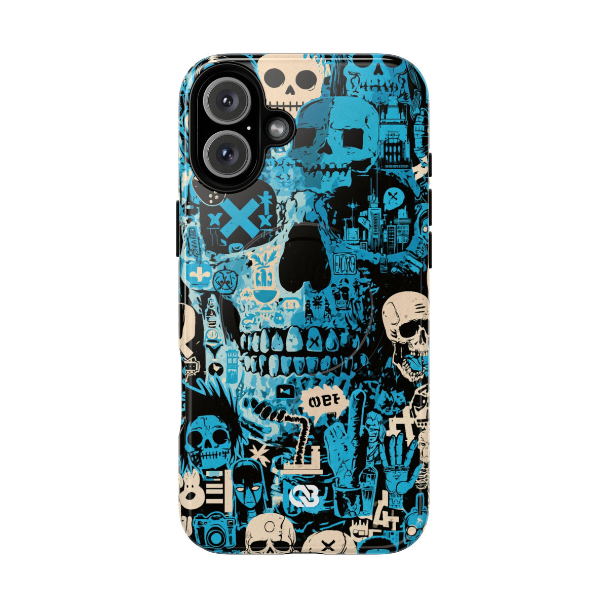 Electric Skull Graffiti · Tough 2.0 Magnetic Phone Case for iPhone · Blue