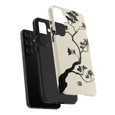 Beige Tough Phone Case for Samsung - Obsidian Bonsai Silhouette