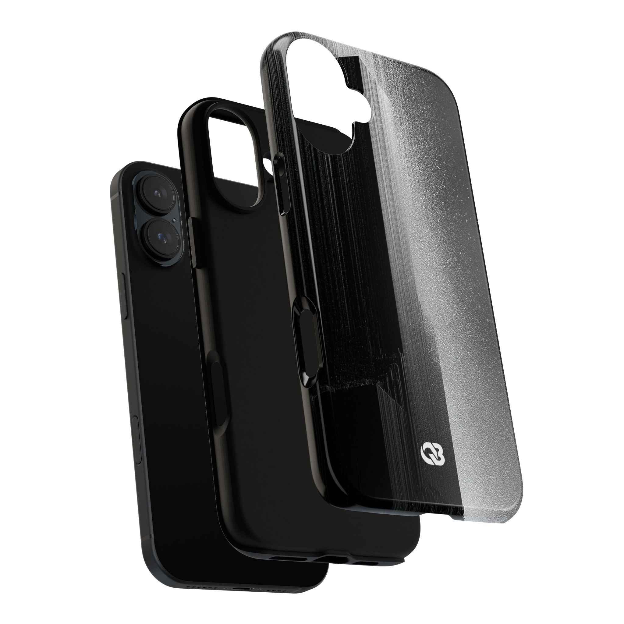 Black Tough Phone Case for iPhone - Brutalist Pixel Monolith