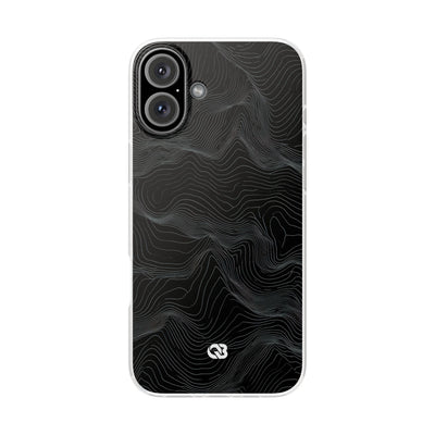 Black Lite Phone Case for iPhone - Obsidian Topo Wireframe