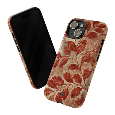Terracotta Botanical Fresco · Tough Phone Case for iPhone · Red