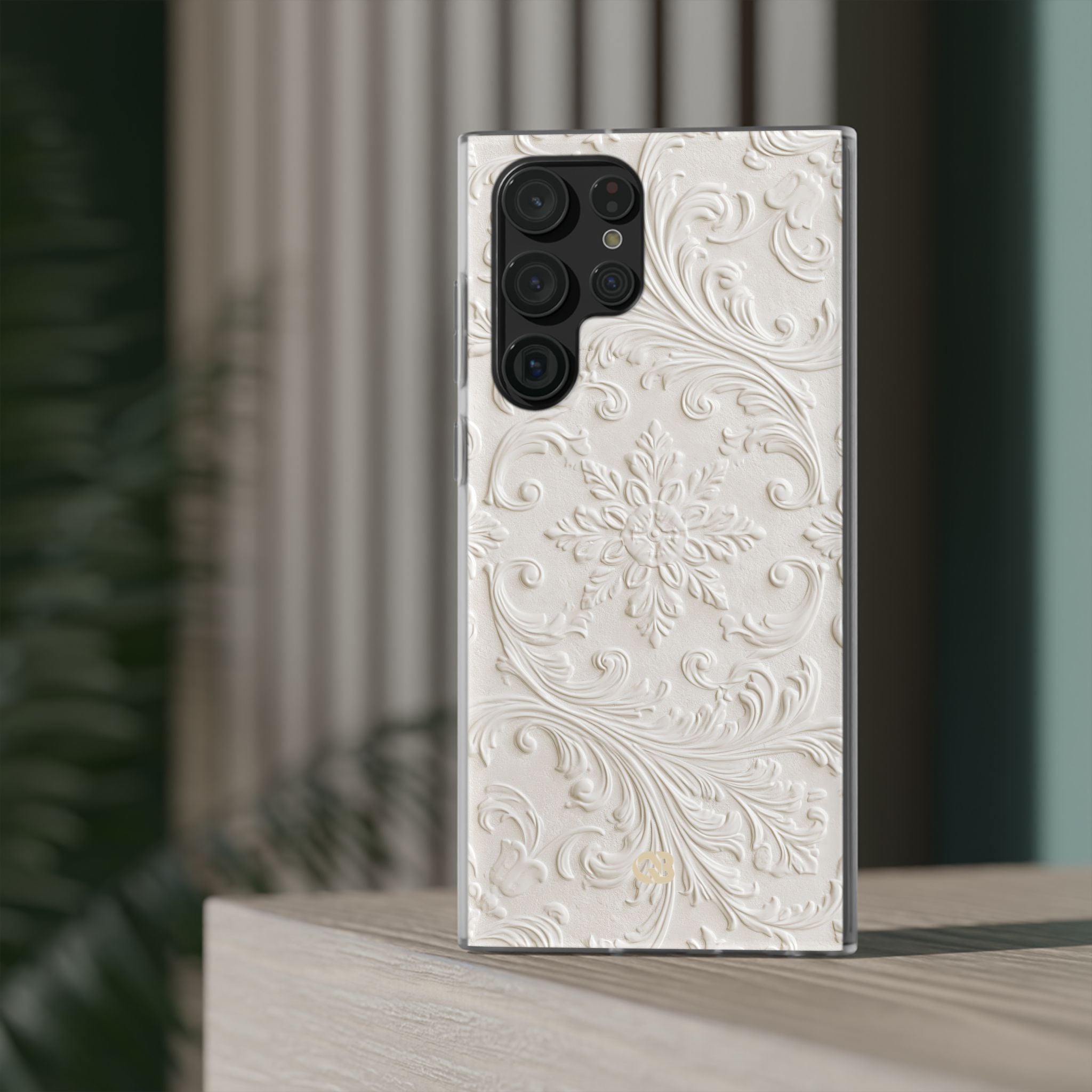 White Lite Phone Case for Samsung - Alabaster Floral Relief