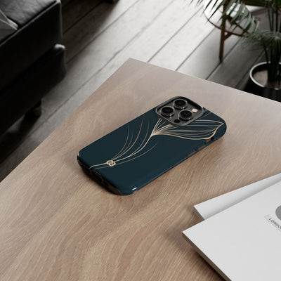 Teal Tough Phone Case for iPhone - Sandstone Silk Flora