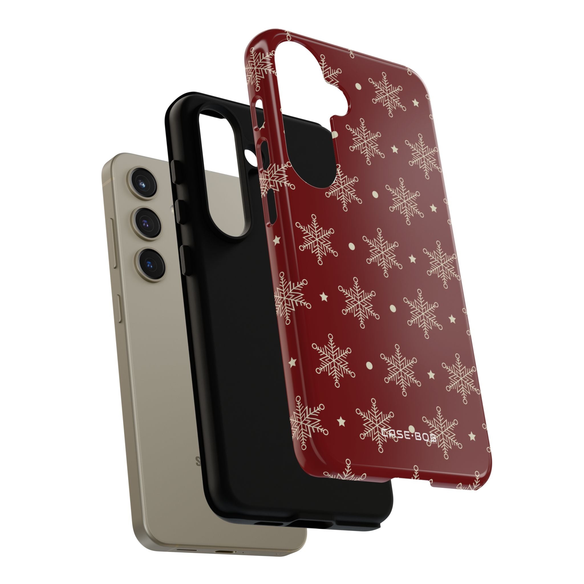 Cream Snowflake Crimson Samsung S24 Case - Tough