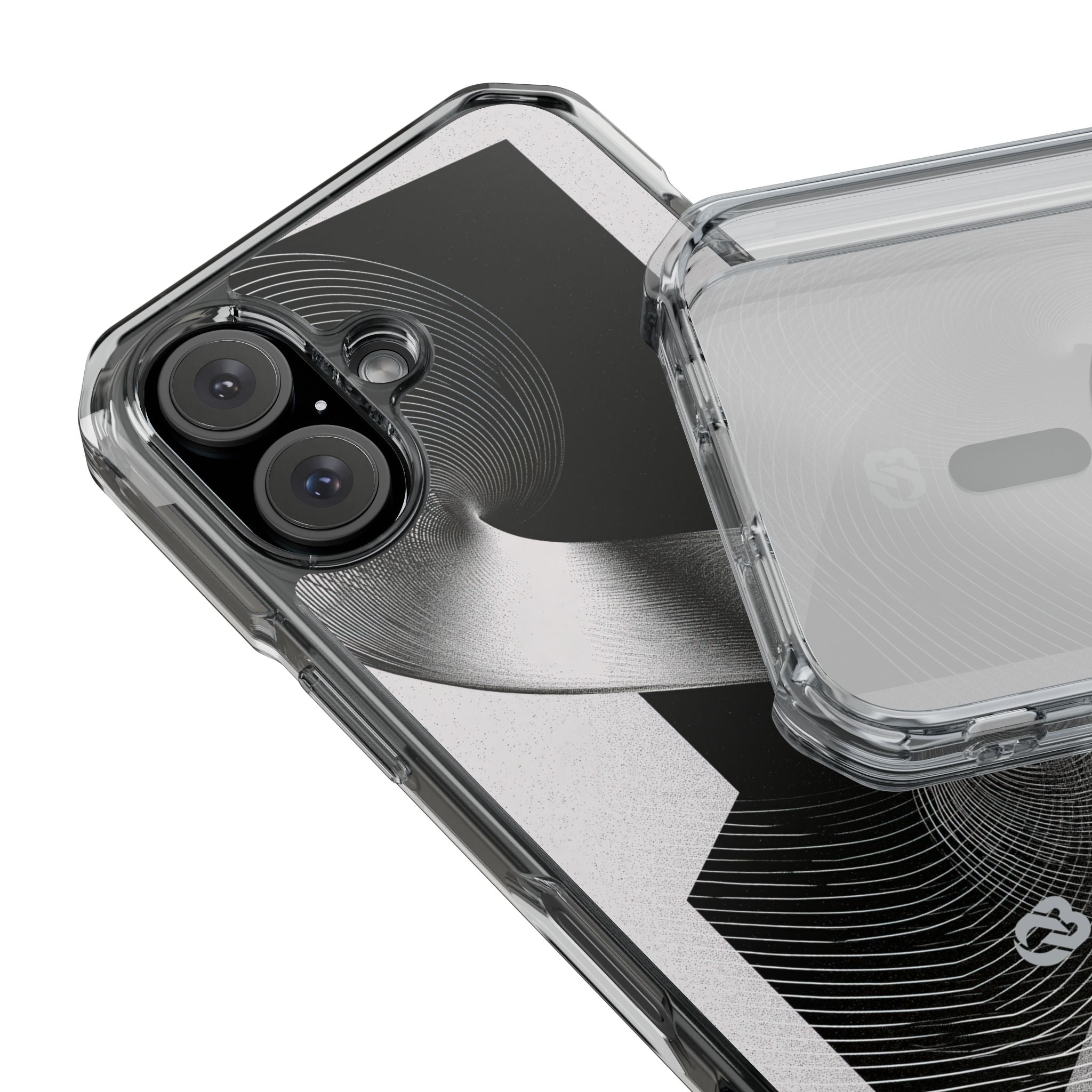 Grey Impact MagSafe Phone Case for iPhone - Obsidian Moiré Wave