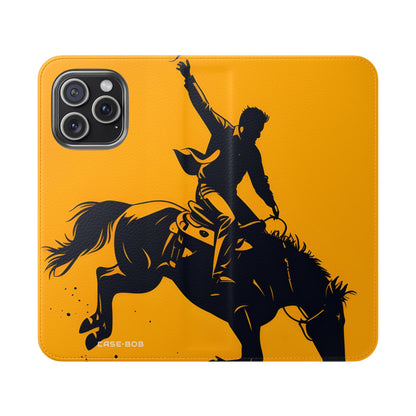 Bucking Cowboy Shadow - iPhone 15 Pro Max Case - Wallet