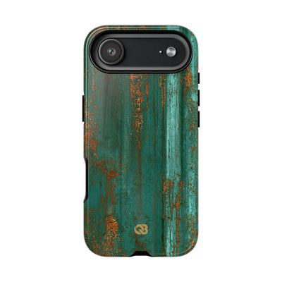 Teal Tough Phone Case for iPhone - Verdigris Copper Siding