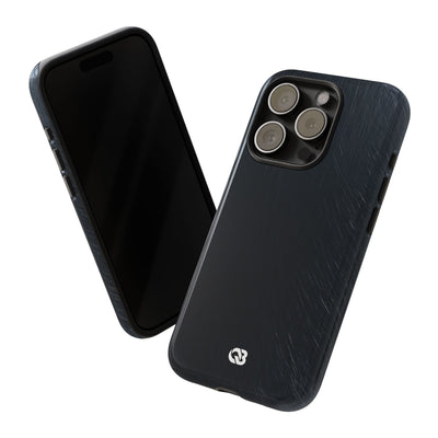 Black Tough Phone Case for iPhone - Midnight Brushed Grain