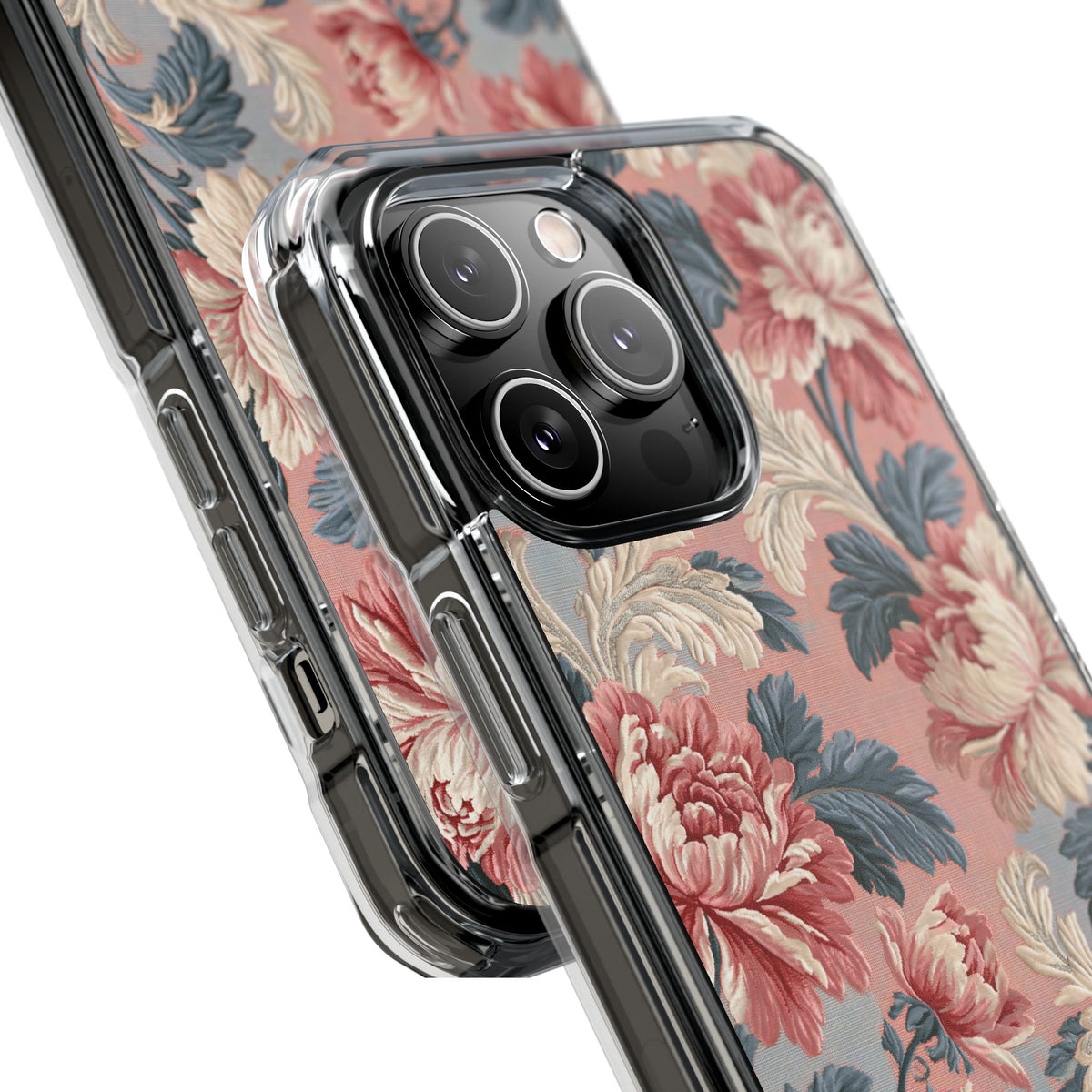 Blush Peony Jacquard · Clear Impact Magnetic Phone Case for iPhone ·  Pink