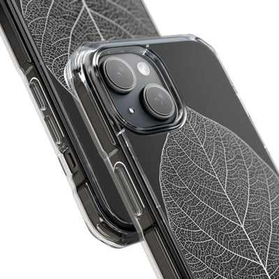 Black Impact MagSafe Phone Case for iPhone - Bleached Leaf Lattice