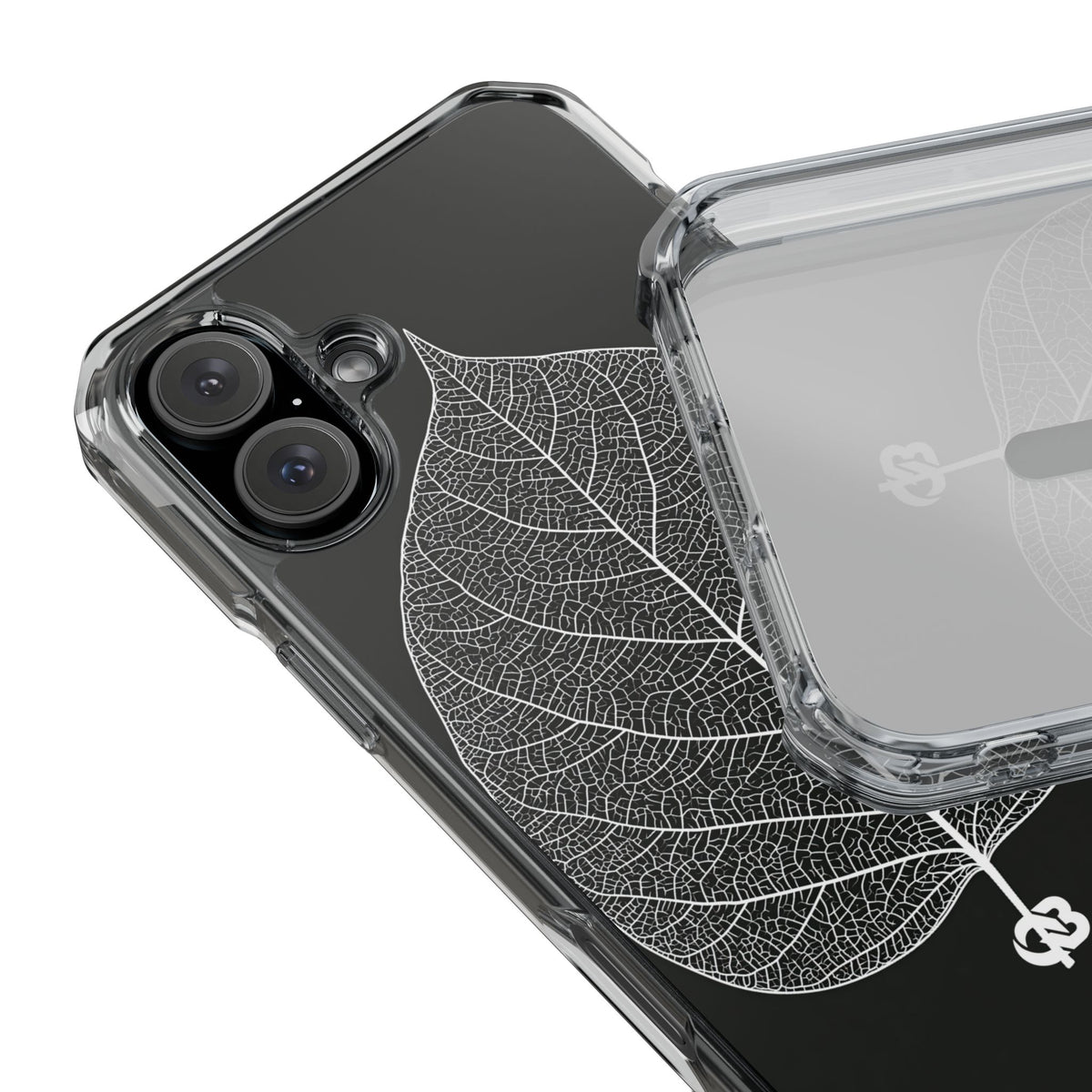 Monochrome Leaf Skeleton · Clear Impact Magnetic Phone Case for iPhone ·  Black