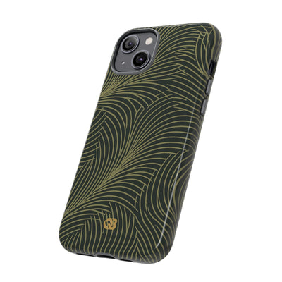 Green Tough Phone Case for iPhone - Dark Olive Plume