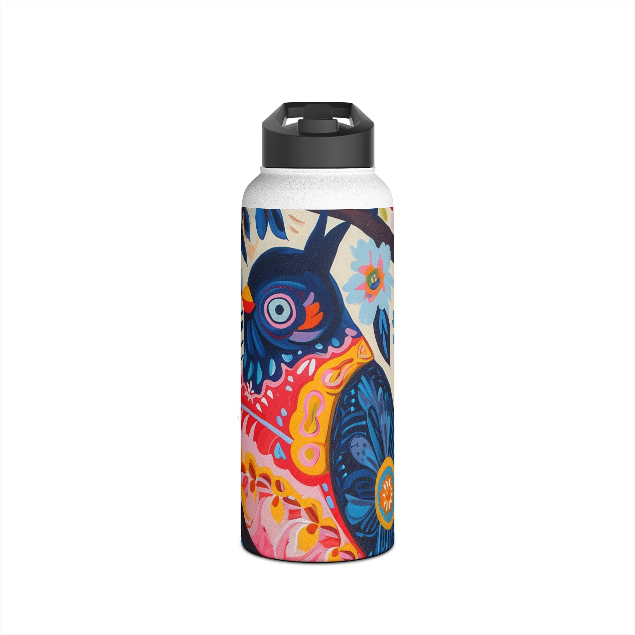 Ornate Owl Bloom - Stainless Steel Water Bottle