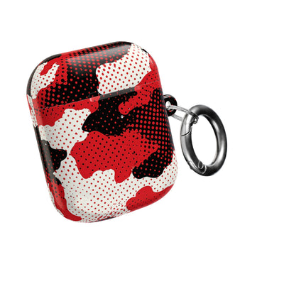 Crimson Halftone Camo · Hard Case for AirPods & AirPods Pro · Red