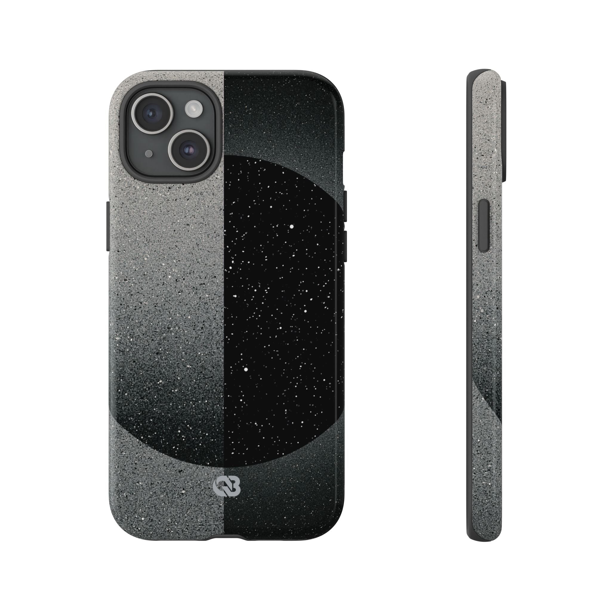 Black Tough Phone Case for iPhone - Lunar Static Orbit
